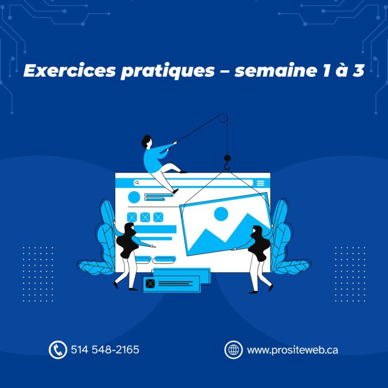 Exercices pratiques – semaine 1 à 3